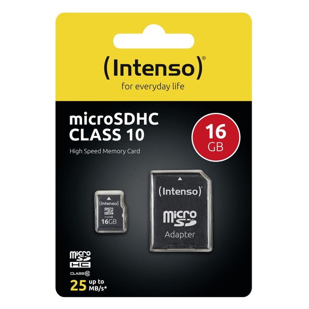 Atminties kortelė su adapteriu MEMORY MICRO SDHC 16GB C10/W/ADAPTER 3413470 INTENSO