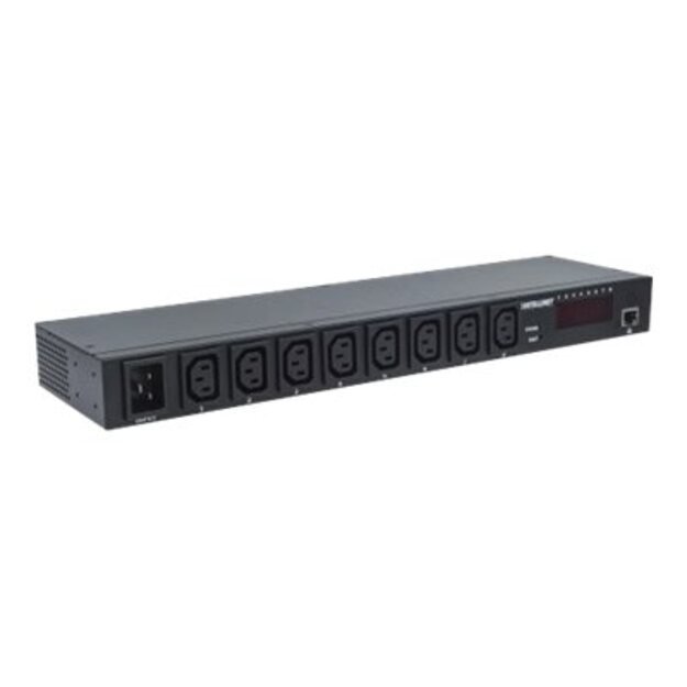 Maitinimo panelė INTELLINET 19inch Intelligent PDU 8-Port 19inch Rackmountable Monitors Power Temperature and Humidity