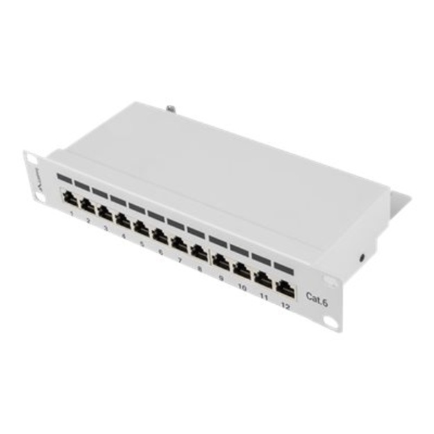 Komutacinė panelė LANBERG PPF6-9012-S 10, 12 port 1U, cat.6, grey
