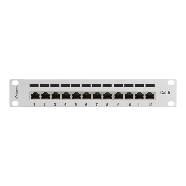 Komutacinė panelė LANBERG PPF6-9012-S 10, 12 port 1U, cat.6, grey