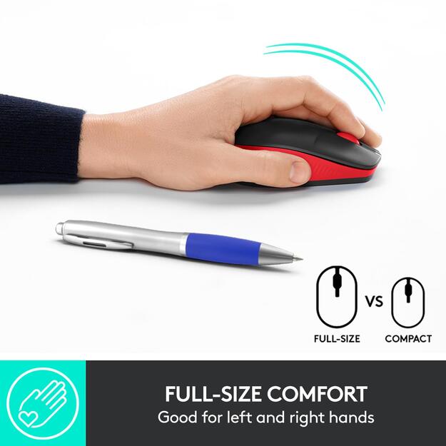 Kompiuterinė pelė belaidė OPTICAL WRL M190/RED 910-005908 LOGITECH 30