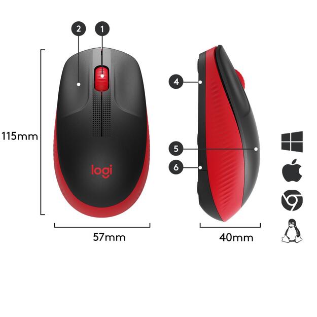 Kompiuterinė pelė belaidė OPTICAL WRL M190/RED 910-005908 LOGITECH 39