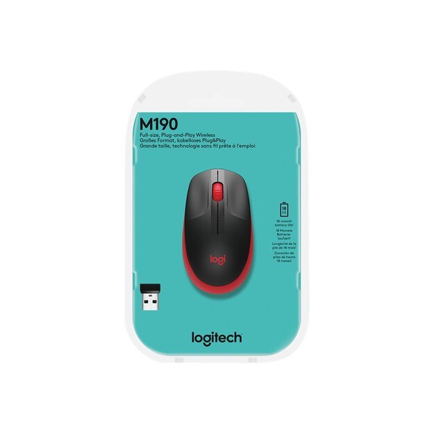 Kompiuterinė pelė belaidė OPTICAL WRL M190/RED 910-005908 LOGITECH