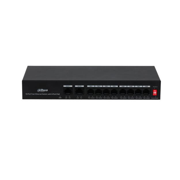 Komutatorius |DAHUA|PFS3010-8ET-65|10|PoE ports 8|65 Watts|DH-PFS3010-8ET-65