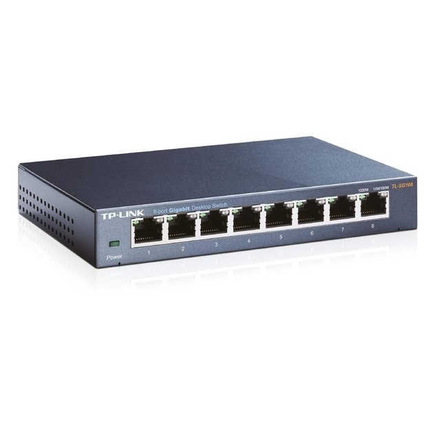 Komutatorius TP-LINK 8-port Metal Gigabit 5 10/100/1000M RJ45 GMP Snooping QoS Plug and Play metal case