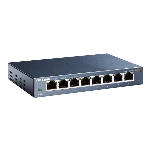 Komutatorius TP-LINK 8-port Metal Gigabit 5 10/100/1000M RJ45 GMP Snooping QoS Plug and Play metal case