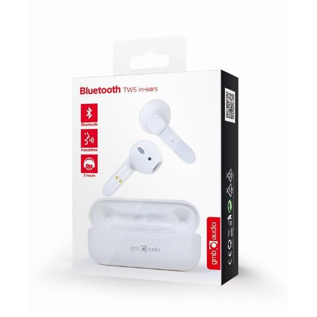 Ausinės vidinės belaidės HEADSET BLUETOOTH VIENNA/WHITE TWS-VIE-GW GEMBIRD