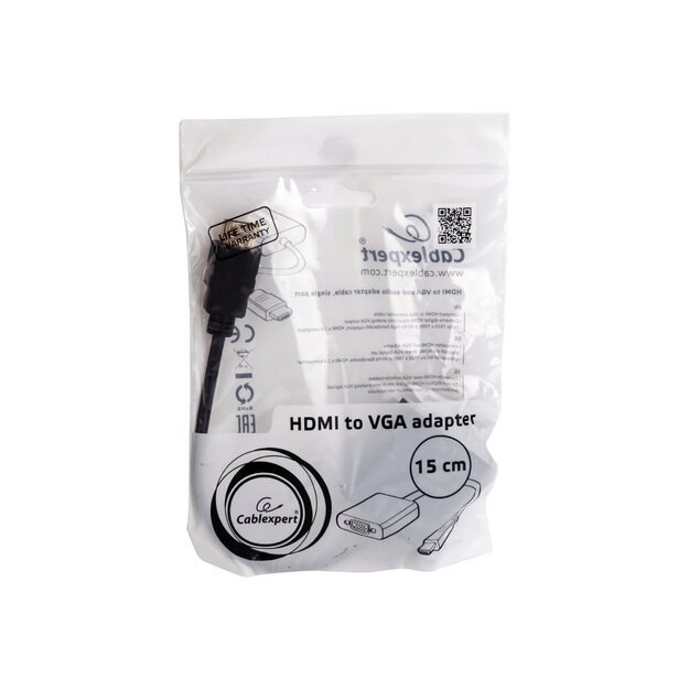 GEMBIRD A-HDMI-VGA-03 Gembird adapter HDMI-A(M) ->VGA (F) + audio, on cable, black 18
