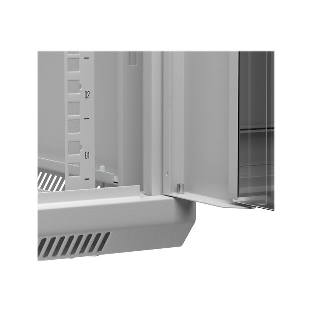 NETRACK 019-090-66-021 Netrack wall/hanging cabinet 19,9U/600 mm,glass door,grey,remov. side pan.