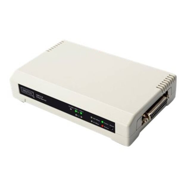 DIGITUS fast ethernet printserver 2+1port 2xUSB2.0 1xparallel 1xRJ-45 with power supply