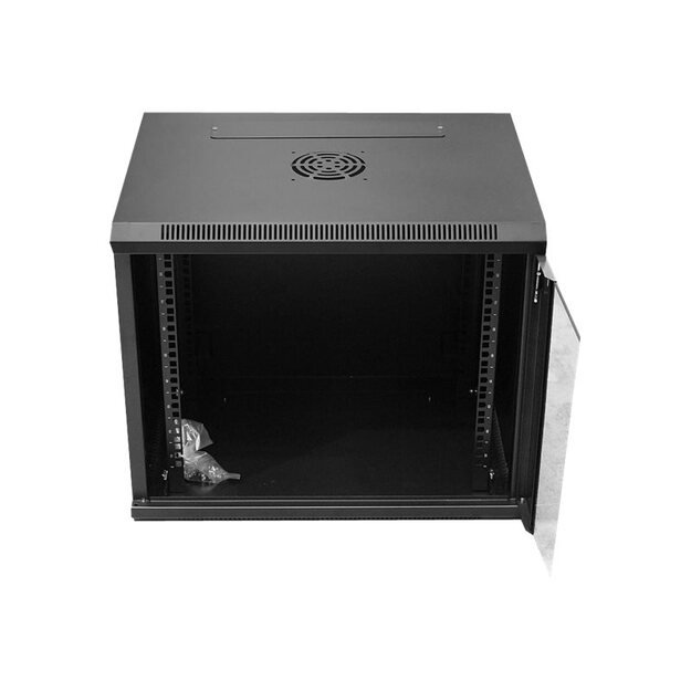 DIGITUS DN-W19 09U/450/B DIGITUS Wallmount cabinet 9U, 600x450mm, black RAL 9004