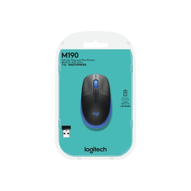 Kompiuterinė pelė belaidė OPTICAL WRL M190/BLUE 910-005907 LOGITECH