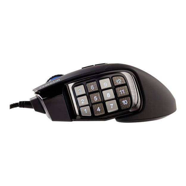 Kompiuterinė pelė laidinė CORSAIR SCIMITAR RGB ELITE MOBA/MMO Gaming Mouse Black Backlit RGB LED 18000 DPI Optical (EU)