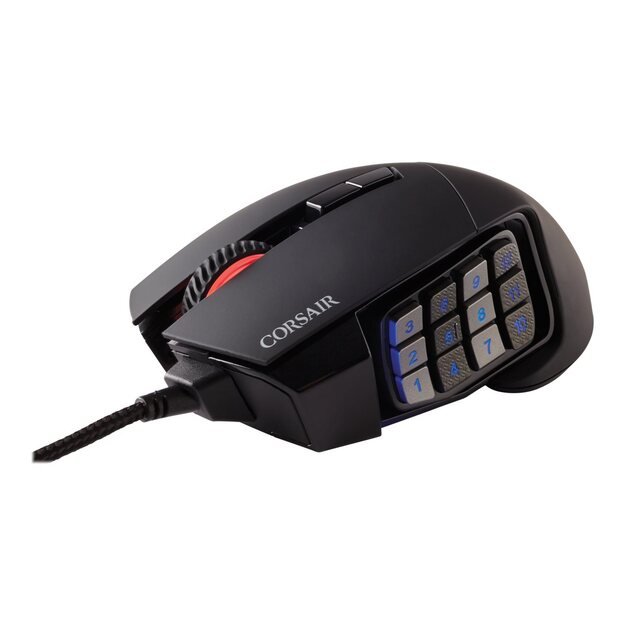 Kompiuterinė pelė laidinė CORSAIR SCIMITAR RGB ELITE MOBA/MMO Gaming Mouse Black Backlit RGB LED 18000 DPI Optical (EU)