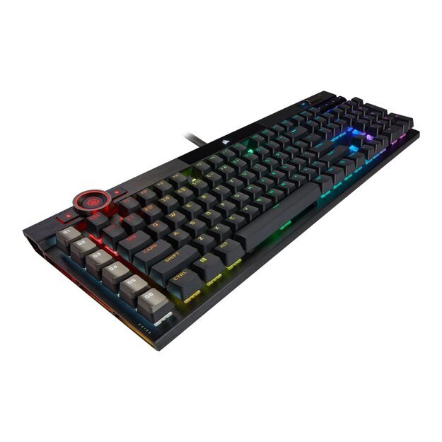 Klaviatūra laidinė CORSAIR K100 RGB Optical Mechanical Gaming Backlit RGB LED CORSAIR OPX RAPIDFIRE Black PBT Keycaps 46