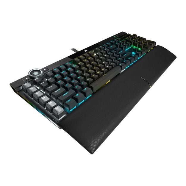 Klaviatūra laidinė CORSAIR K100 RGB Optical Mechanical Gaming Backlit RGB LED CORSAIR OPX RAPIDFIRE Black PBT Keycaps 48
