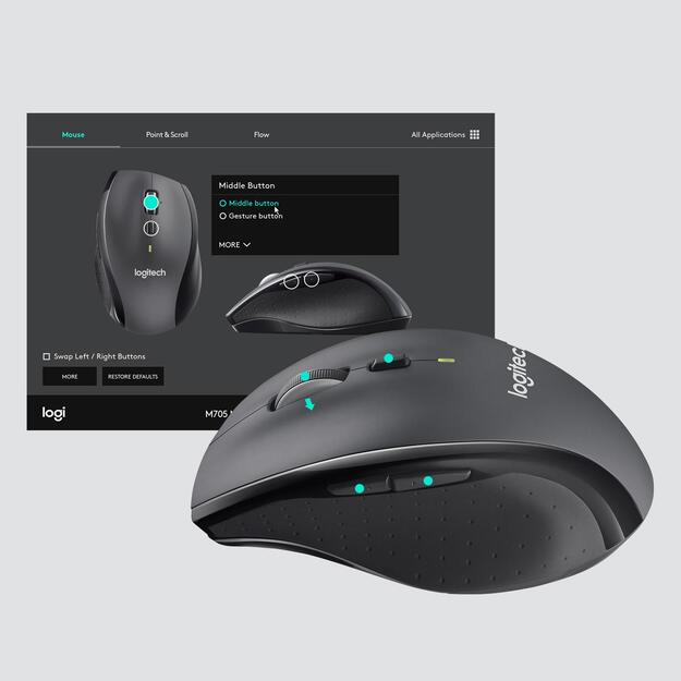 Kompiuterinė pelė belaidė LASER WRL M705/BLACK 910-006034 LOGITECH 16