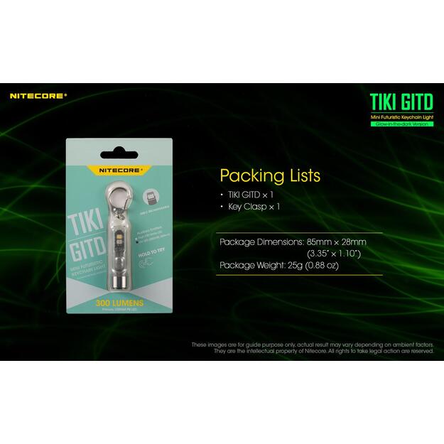 Žibintuvėlis T SERIES 300 LUMENS/TIKI GITD NITECORE 8