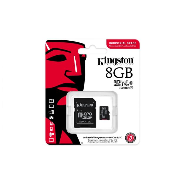 Atminties kortelė su adapteriu MICRO SDHC 8GB UHS-I/W/A SDCIT2/8GB KINGSTON 8