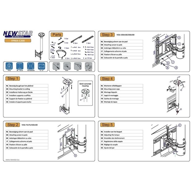 Televizoriaus laikiklis lubinis SILV./10-40  FPMA-C200 NEOMOUNTS