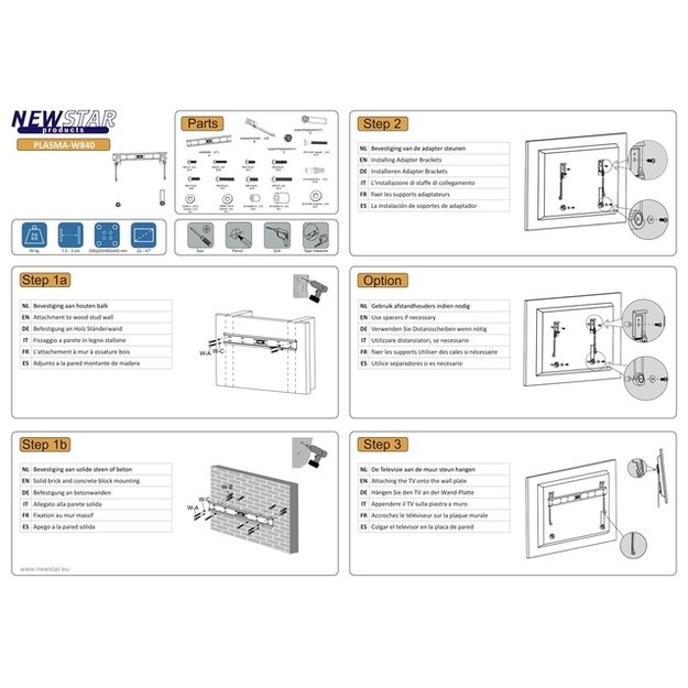 Televizoriaus laikiklis sieninis BLACK/23-47  PLASMA-W840 NEOMOUNTS