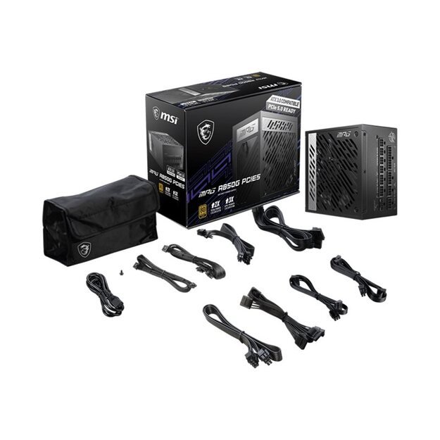 Maitinimo šaltinis kompiuteriui Power Supply|MSI|850 Watts|Efficiency 80 PLUS GOLD|PFC Active|MPGA850GPCIE5 12