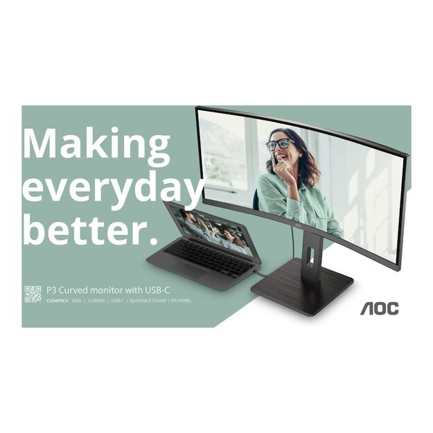 Monitorius AOC CU34P3CV 34inch VA 3440x1440 21:9 4ms HDMI DP USB Black