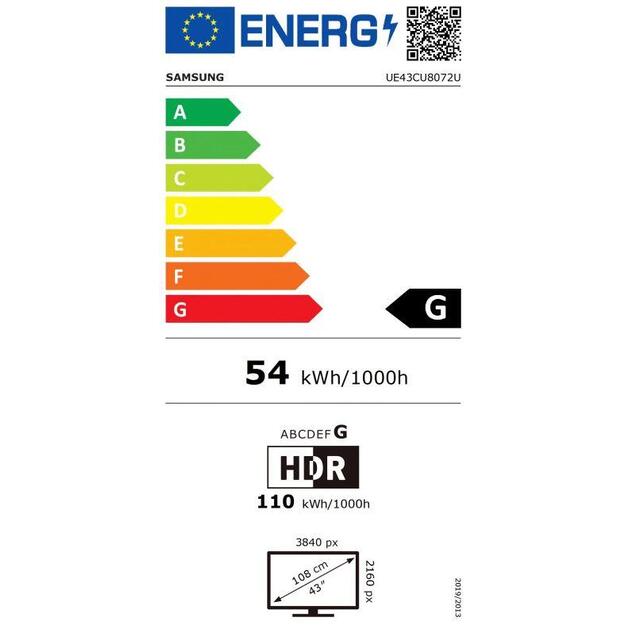 Televizorius SAMSUNG UHD 43inch UE43CU8072U