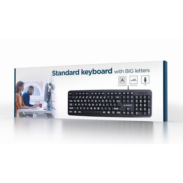 KEYBOARD STANDART USB ENG BIG/LETT. BLACK KB-US-103 GEMBIRD 2