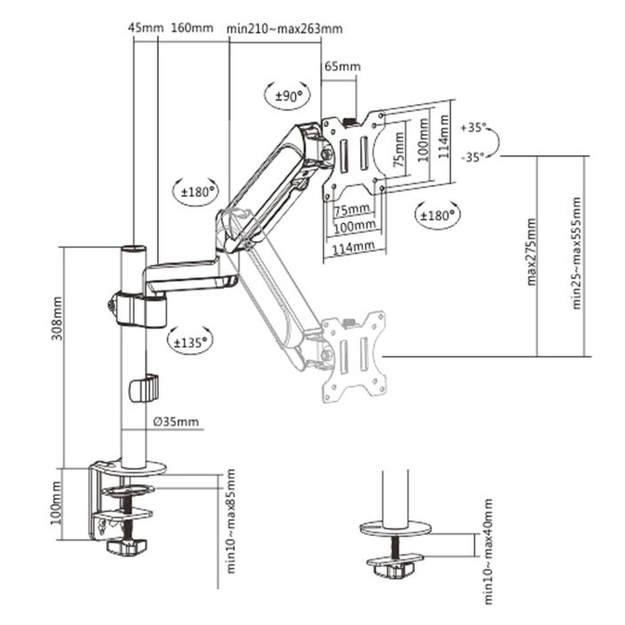 DISPLAY ACC MOUNTING ARM/17-32  MA-DA1P-01 GEMBIRD