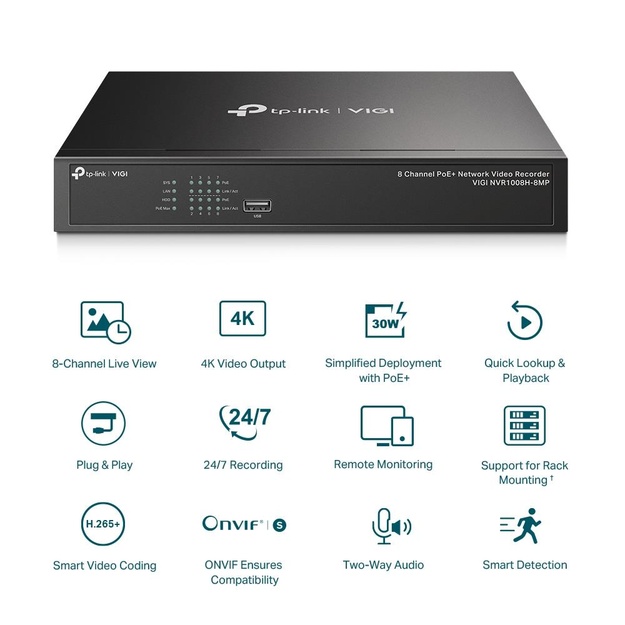 Vaizdo įrašymo įrenginys 8CH POE+ VIGI NVR1008H-8MP TP-LINK
