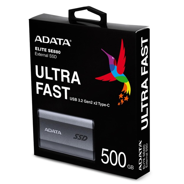 External SSD|ADATA|SE880|500GB|USB-C|Write speed 2000 MBytes/sec|Read speed 2000 MBytes/sec|AELI-SE880-500GCGY