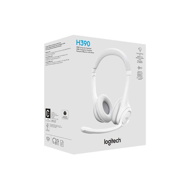 LOGITECH H390 USB Computer Headset - OFF-WHITE - EMEA-914