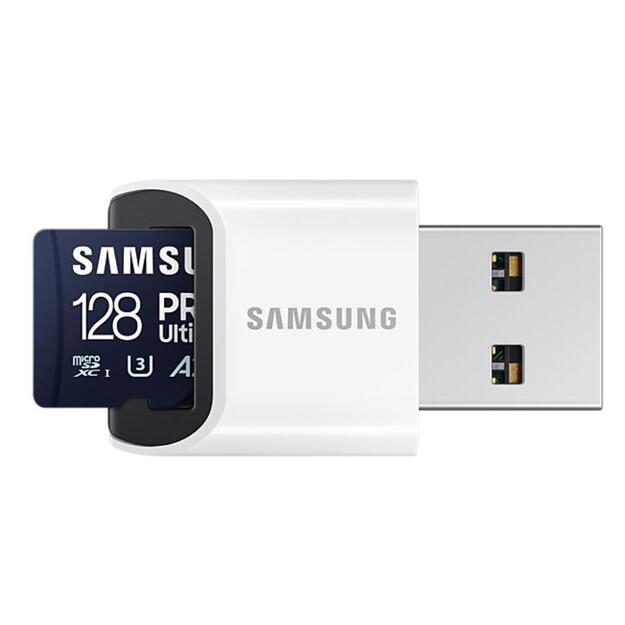 SAMSUNG Pro Ultimate microSD 128GB Memory Card UHS-I U3 FHD 4K UHD 200MB/s Read 130 MB/s Write for Smartphone Drone Incl USB-Reader