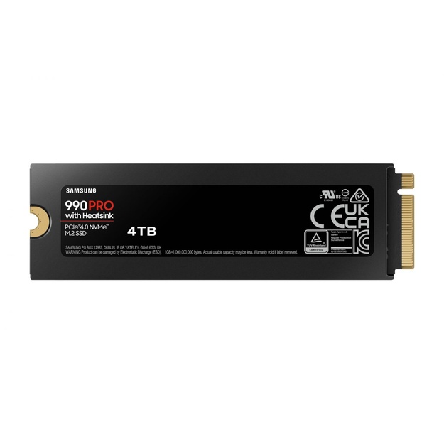 SSD|SAMSUNG|990 PRO with Heatsink|4TB|M.2|PCIe Gen4|NVMe|TLC|Write speed 6900 MBytes/sec|Read speed 7450 MBytes/sec|2.3mm|TBW 1200 TB|MTBF 1500000 hours|MZ-V9P4T0GW