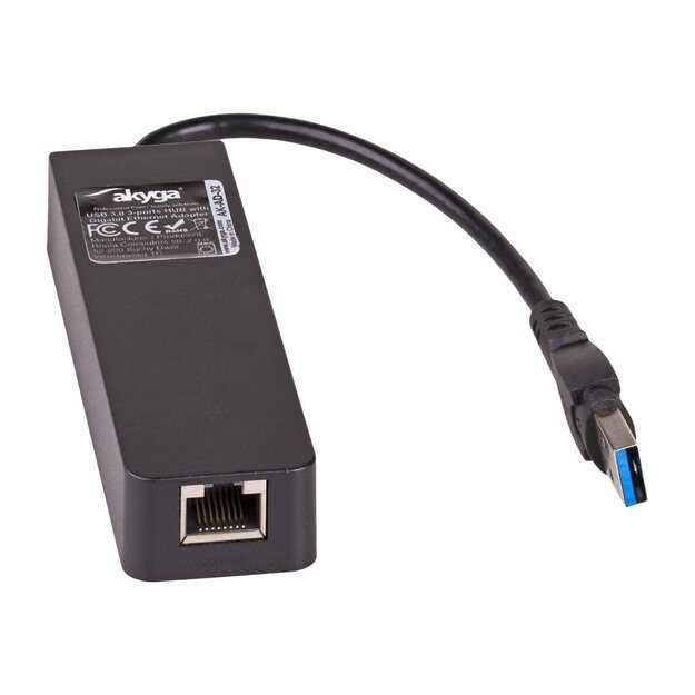 AKYGA AK-AD-32 Hub USB 3.0 & network card 3 x USB / RJ45 10/100/1000 15 cm