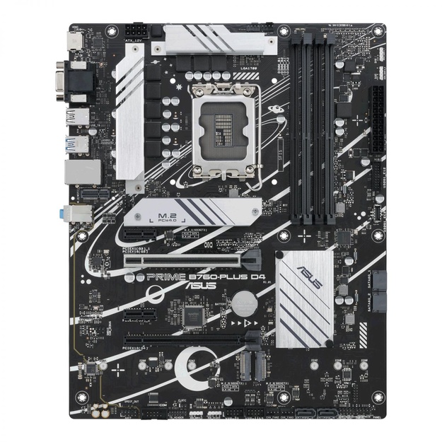 Mainboard|ASUS|Intel B760 Express|LGA1700|ATX|Memory DDR4|Memory slots 4|2xPCI-Express 3.0 1x|1xPCI-Express 4.0 16x|1xPCI-Express 5.0 16x|3xM.2|1x15pin D-sub|1xHDMI|1xDisplayPort|2xUSB 2.0|3xUSB 3.2|1xUSB-C|1xRJ45|3xAudio port|PRIMEB760-PLUSD4