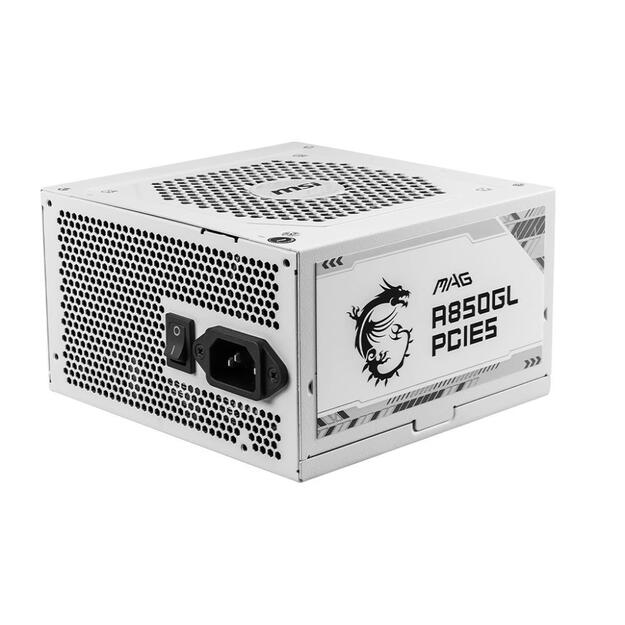 Power Supply|MSI|850 Watts|Efficiency 80 PLUS GOLD|PFC Active|MAGA850GLPCIE5WHITE