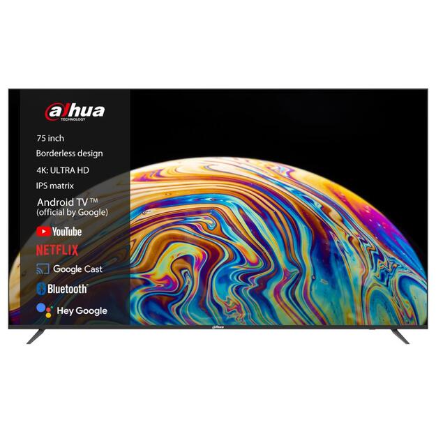 TV Set|DAHUA|75 |4K/Smart|3840x2160|Wireless LAN|Bluetooth|Android TV|Black|DHI-LTV75-SD400