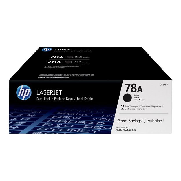 HP 2x Toner CE278A black HV LaserJet Pro P1566 P1606 M1536