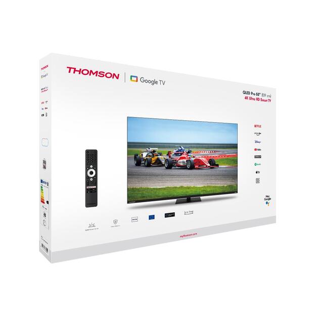 TV Set|THOMSON|55 |4K/Smart|QLED|3840x2160|Wireless LAN|Bluetooth|Google TV|Black|55QG7C14