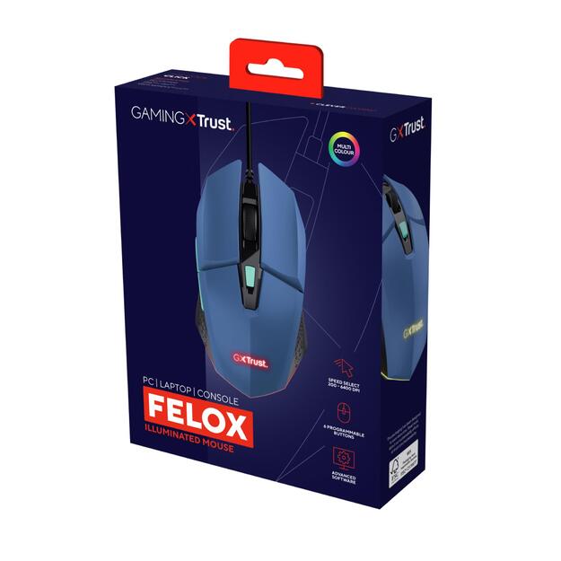 MOUSE USB OPTICAL BLUE/GXT109B FELOX 25067 TRUST 8