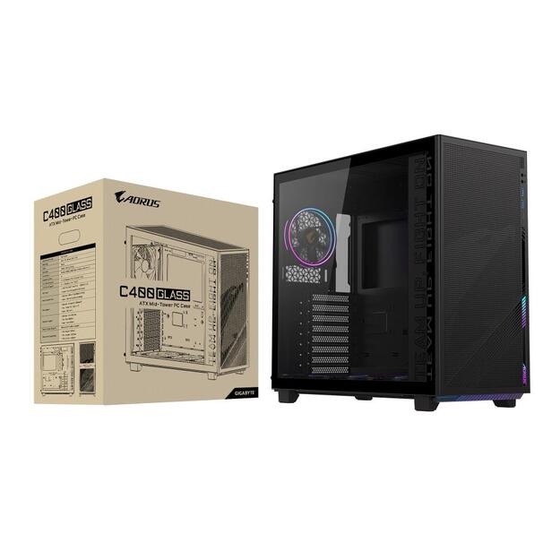 Case|GIGABYTE|AORUS C400 GLASS|MidiTower|Case product features Transparent panel|ATX|MicroATX|MiniITX|Colour Black|GB-AC400G