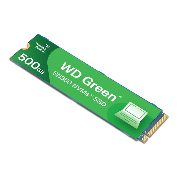 SSD|WESTERN DIGITAL|Green SN350|500GB|M.2|PCIe Gen3|NVMe|TLC|Write speed 1500 MBytes/sec|Read speed 2400 MBytes/sec|2.38mm|TBW 60 TB|MTBF 1000000 hours|WDS500G2G0C