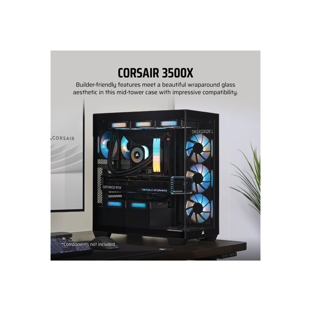 CORSAIR 3500X Tempered Glass Mid-Tower PC Case Black