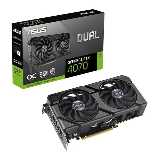 Graphics Card|ASUS|NVIDIA GeForce RTX 4070|12 GB|GDDR6|192 bit|PCIE 4.0 16x|Triple slot Fansink|1xHDMI|3xDisplayPort|DUAL-RTX4070-O12GD6-EVO