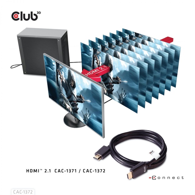 CABLE HDMI TO HDMI 2M/M/M CAC-1372 CLUB3D