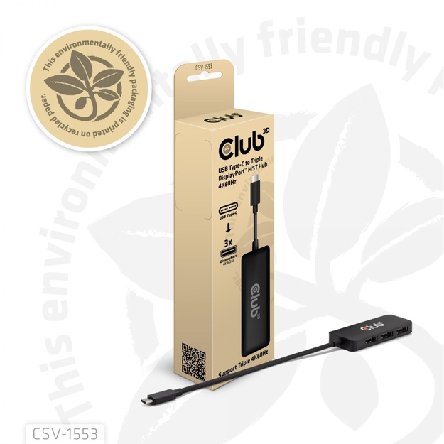 I/O HUB USB-C 3PORT DP/CSV-1553 CLUB3D