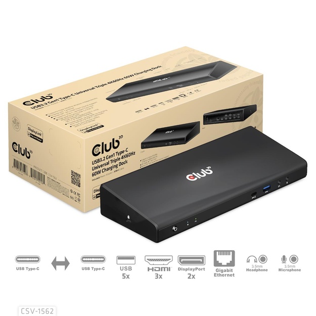 NB ACC DOCKING STATION/USB-C 60W CSV-1562 CLUB3D