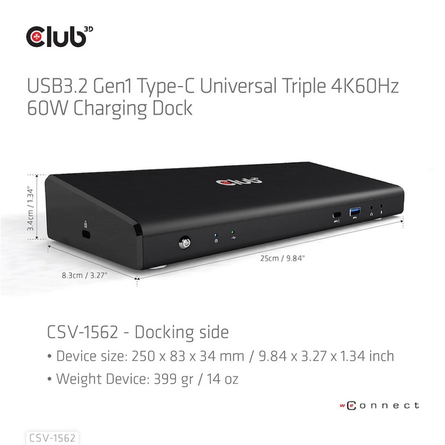 NB ACC DOCKING STATION/USB-C 60W CSV-1562 CLUB3D